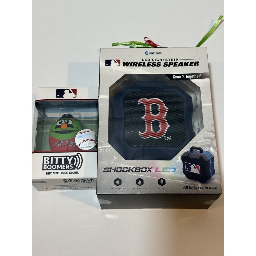 Boston Red Sox Bluetooth MLB Shockbox Led Wireless Speaker And Bonus Mini Wally